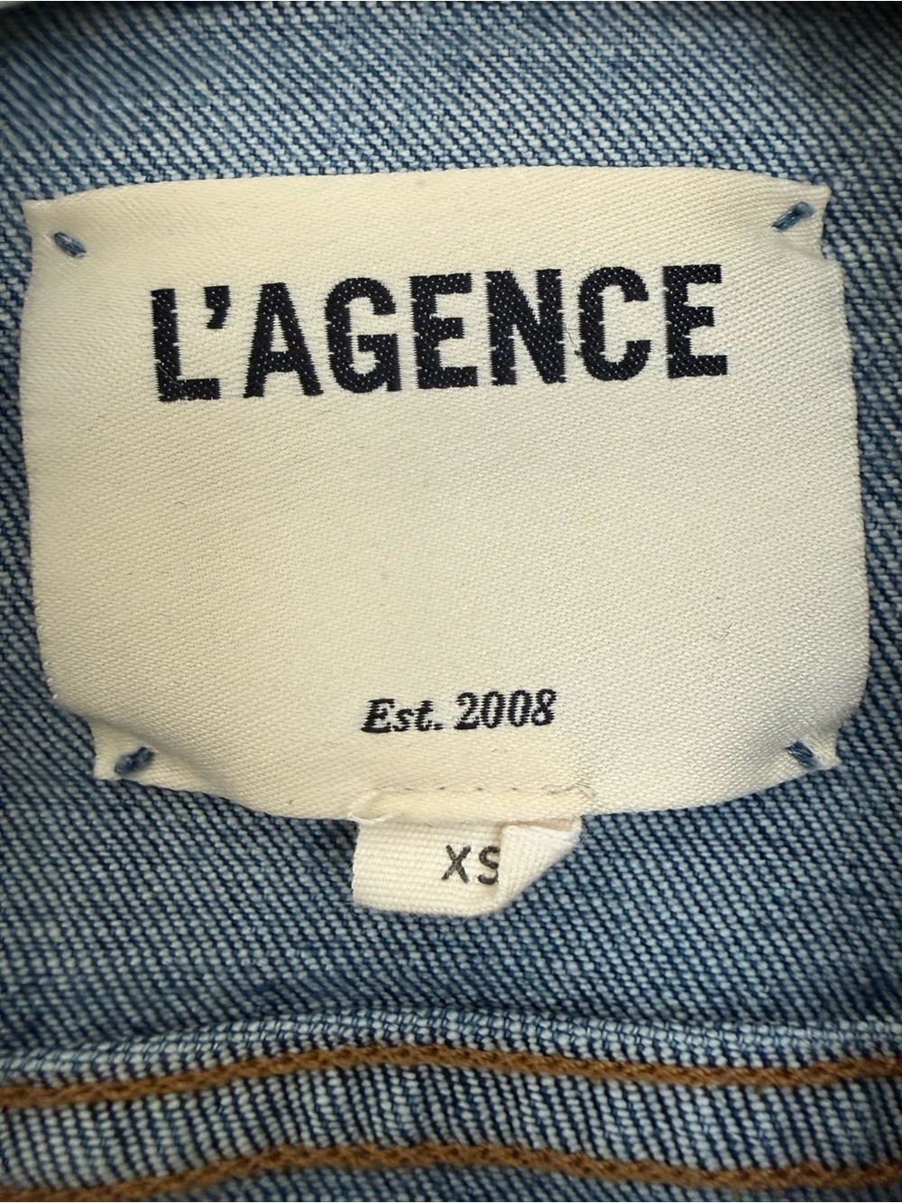 L'AGENCE Celine Distressed Stretch-Cotton Denim Jacket | XS - Picture 2 of 8